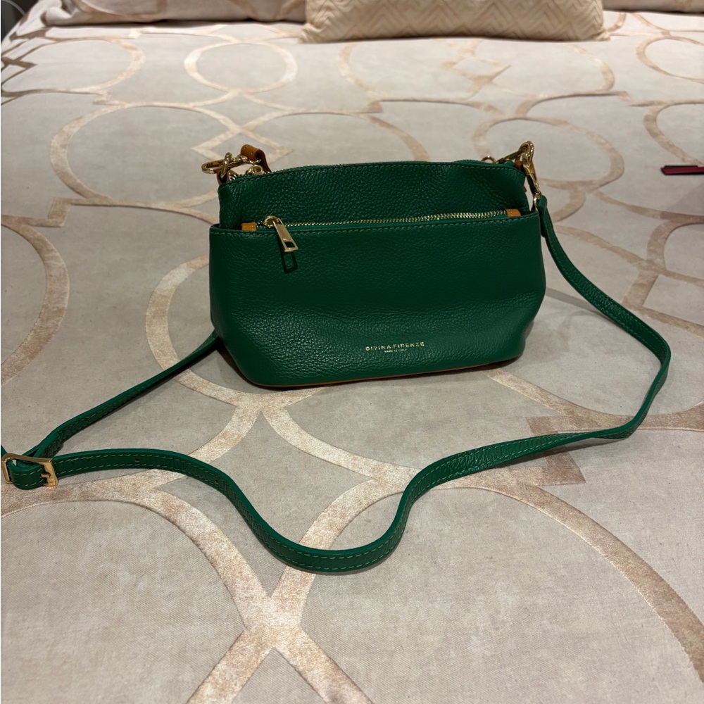 Green Italian Leather Crossbody Bag